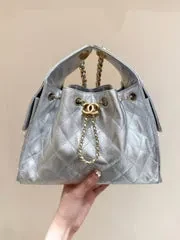 CHANEL 25 HANDBAG IN SILVER-TONE 30 GRAINED CALFSKIN GOLD HARDWARE — view 1