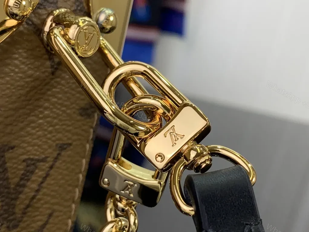 View 7 of Brown Monogram Luxe Purse: Gold Chain, LV Clasp, Shoulder/Crossbody