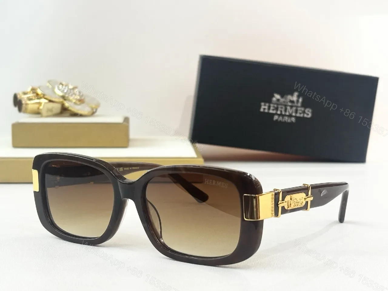 View 5 of Black Acetate Cat-Eye Sunglasses with Gold Hardware - Luxe, Comfortable, Bold Style