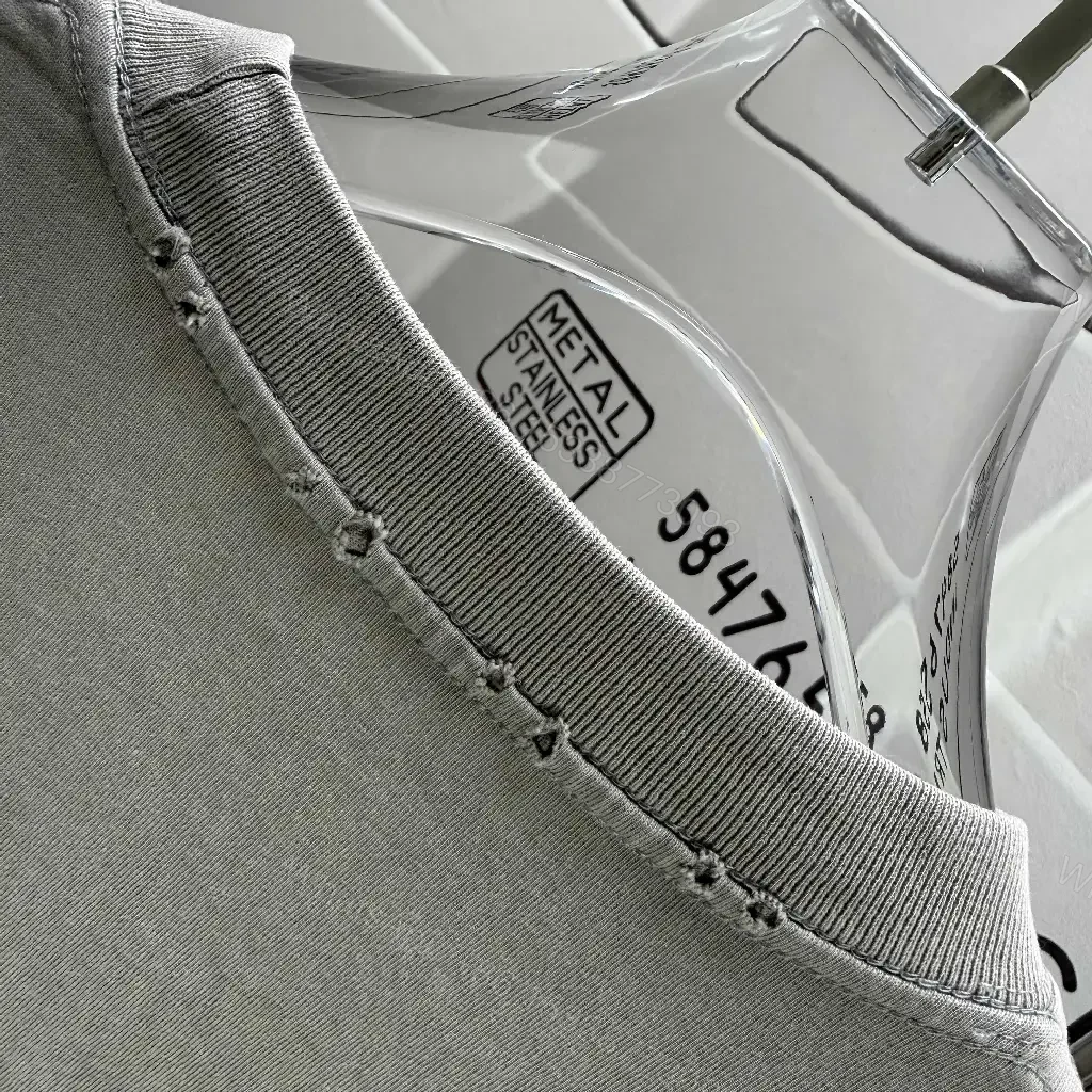 View 6 of Grey Cotton Blend Relaxed Tee with Subtle Logo