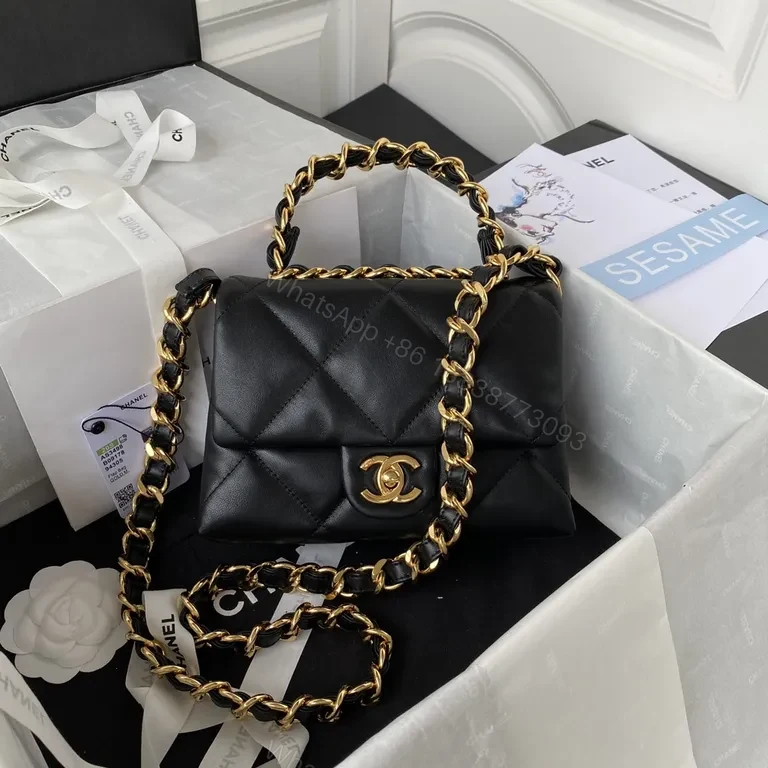 Chanel-Inspired Quilted Black Flap Bag with Chain — view 3