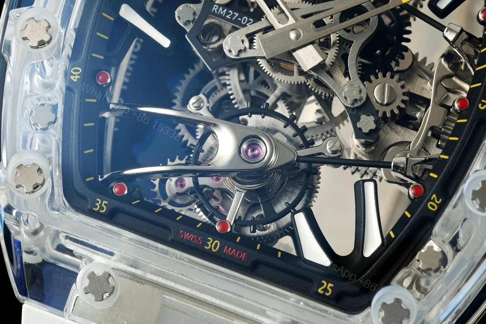 View 5 of Richard Mille RM56-02 Sapphire Crystal Tourbillon Watch Transparent Skeleton Cable Suspension Movement Ultra Light Premium Edition RM-RM56-02-SCX-TB35
