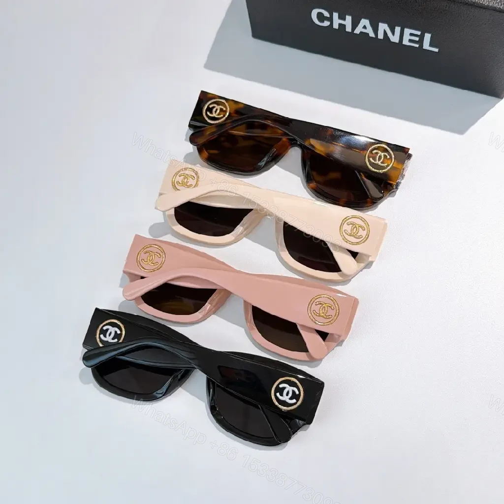 View 7 of Tortoise-Texture Sunglasses with Logo Hardware, Acetate Style
