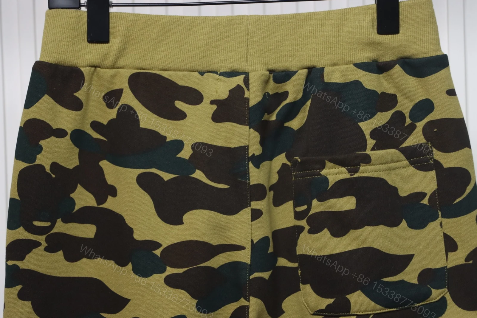 View 6 of Bape Camo Shark Shorts Pink Green