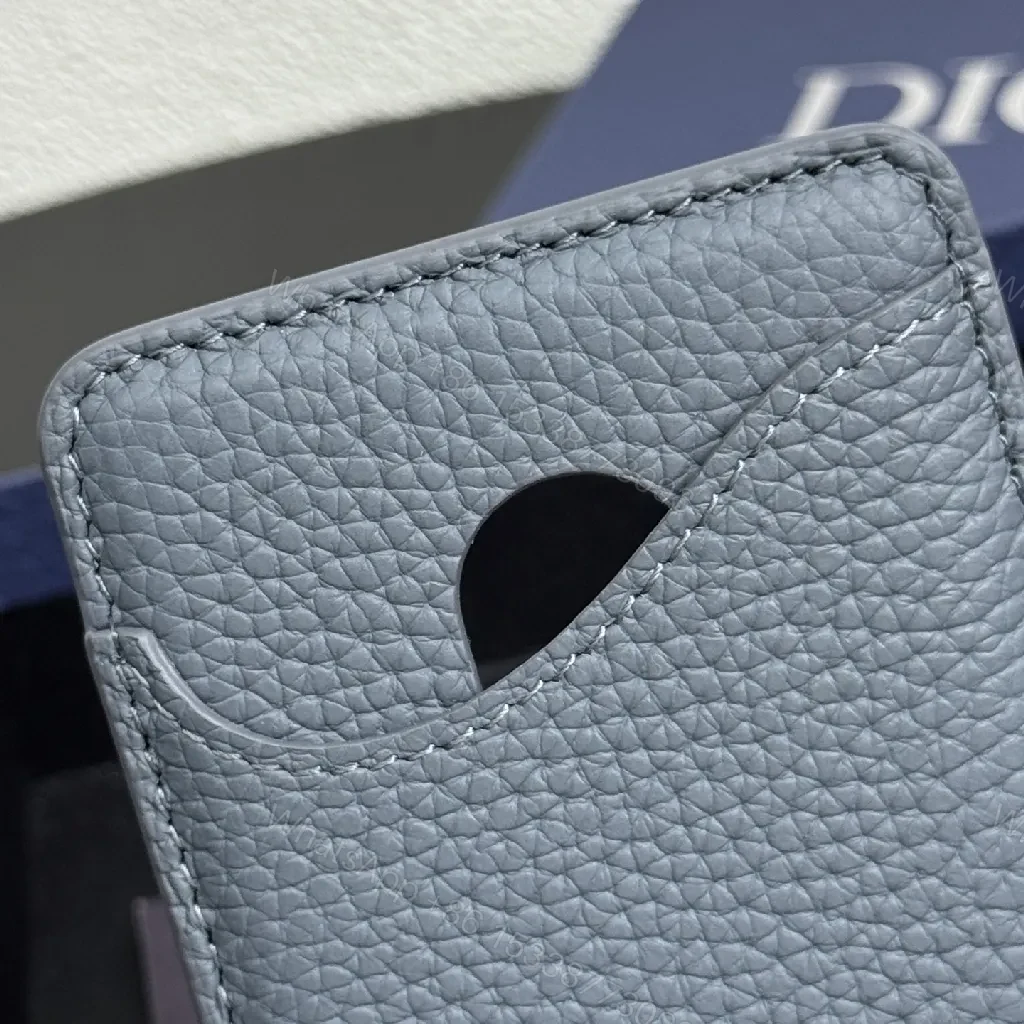 View 6 of Textured Monogram Card Case - Slim Luxury Leather Wallet