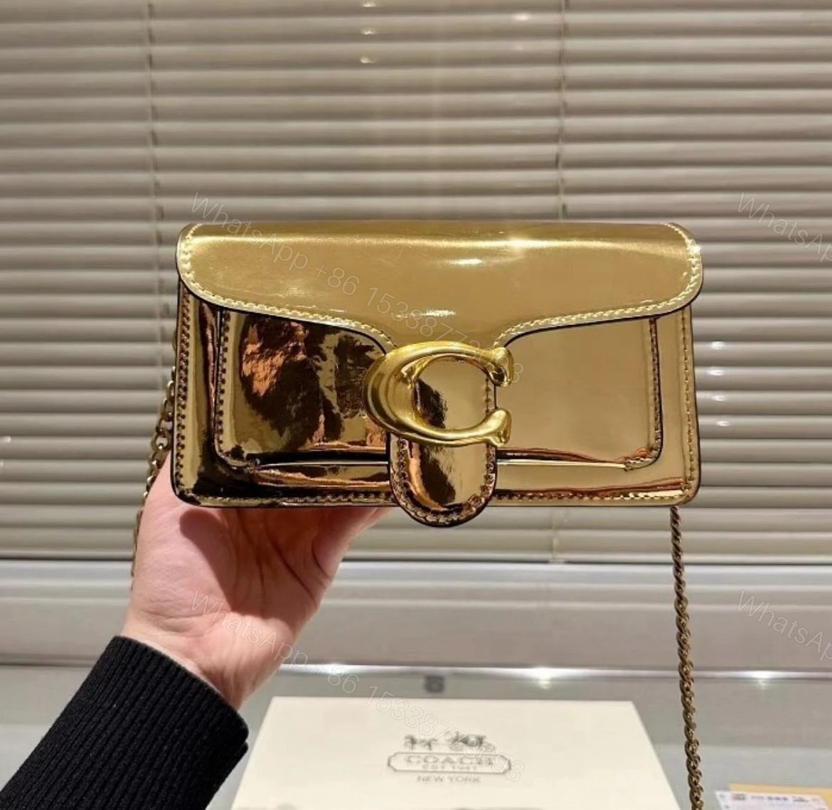 Coach Tabby Metallic Genuine Calf Leather Bag Golden First Copy | AAA+ Replica — view 1