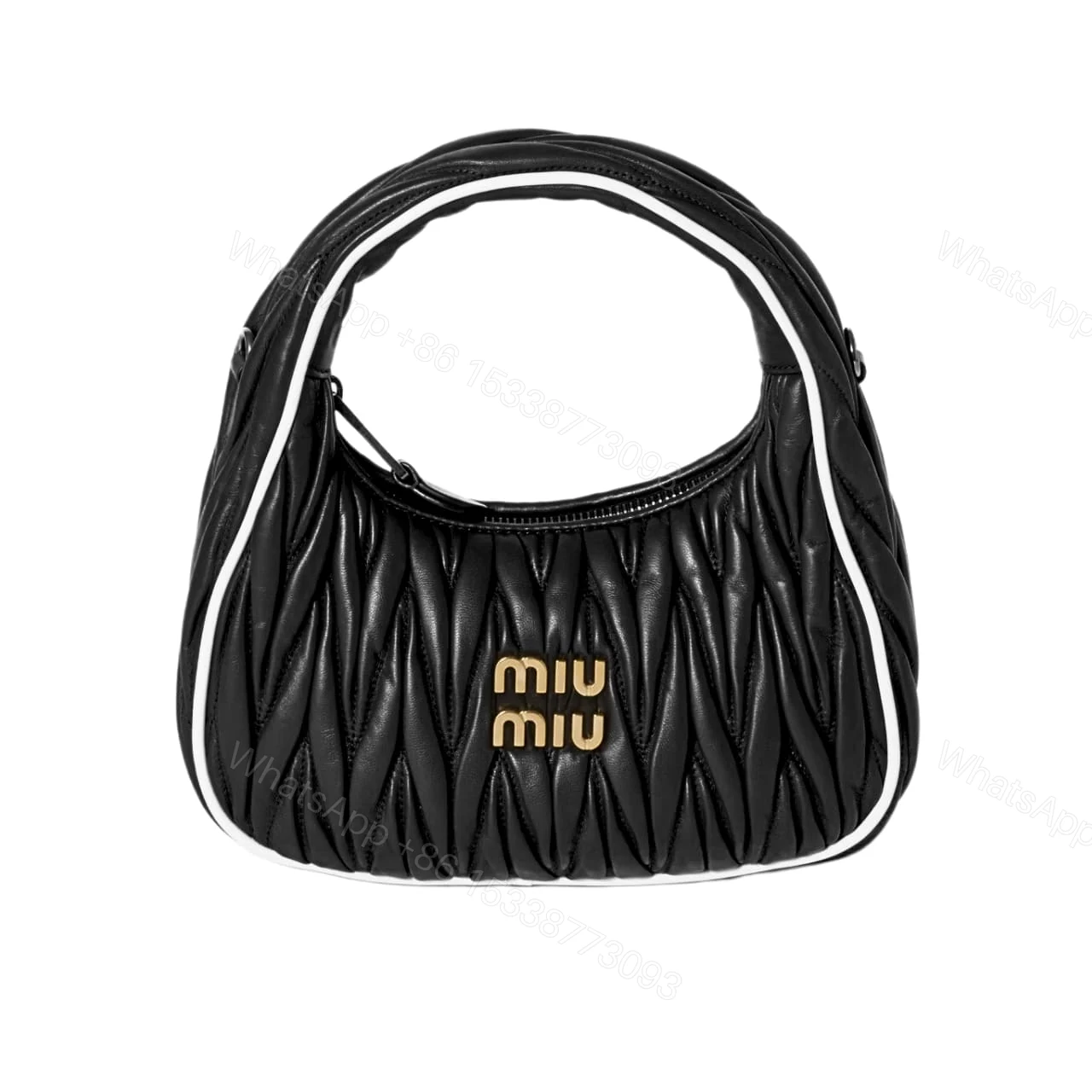 MIUMIU WANDER MATELASSÉ BAG BLACK AND WHITE 20CM — view 1