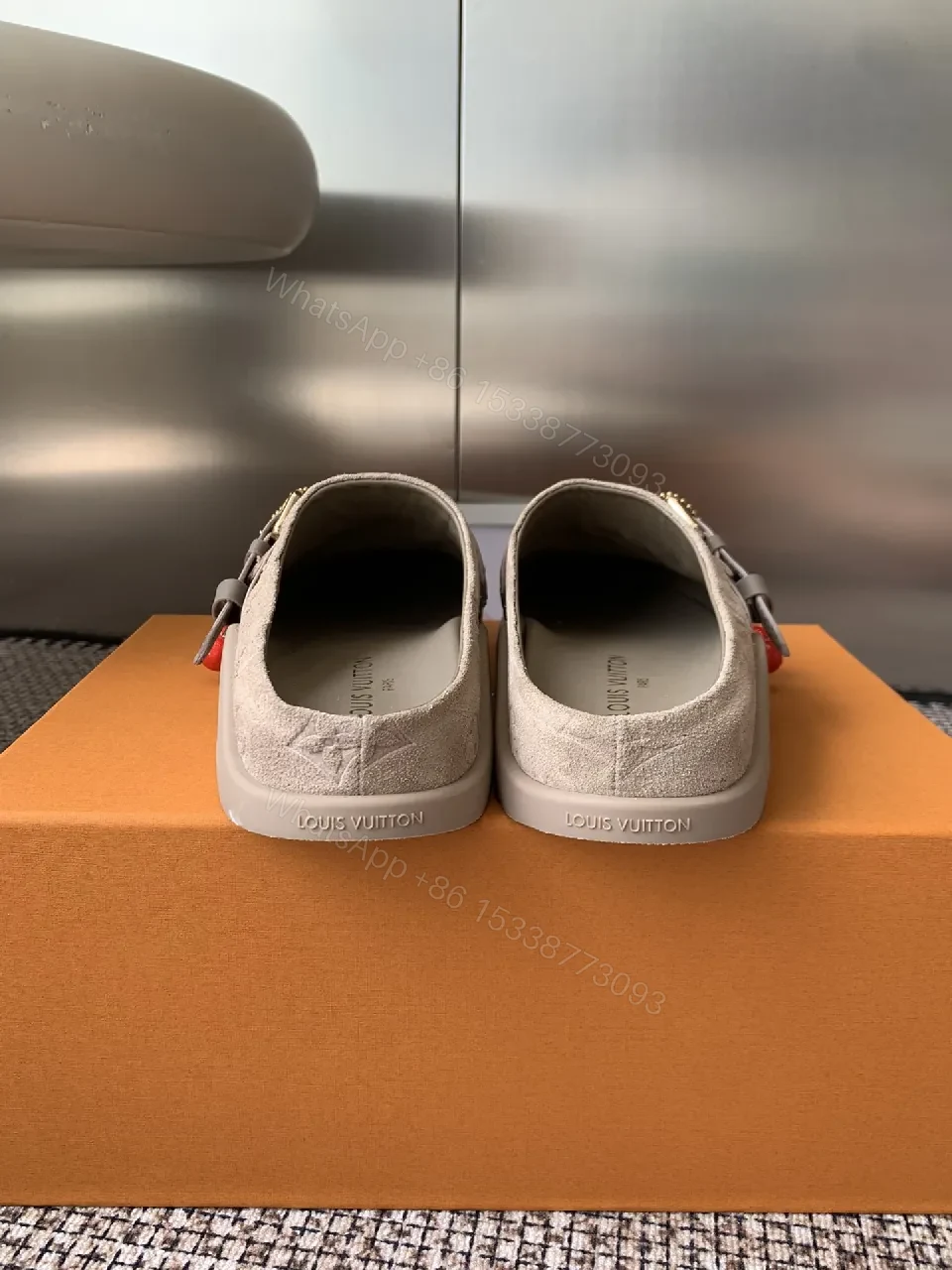 View 6 of Ivory Suede-Look Slip-Ons with Monogram & Charm Designer-Inspired Comfort