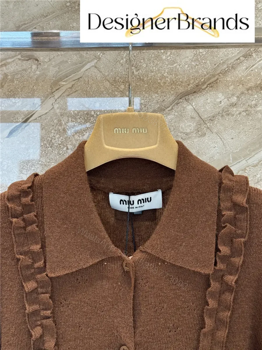 View 3 of Miu Miu Silk and Cashmere Ruffled Knit Cardigan