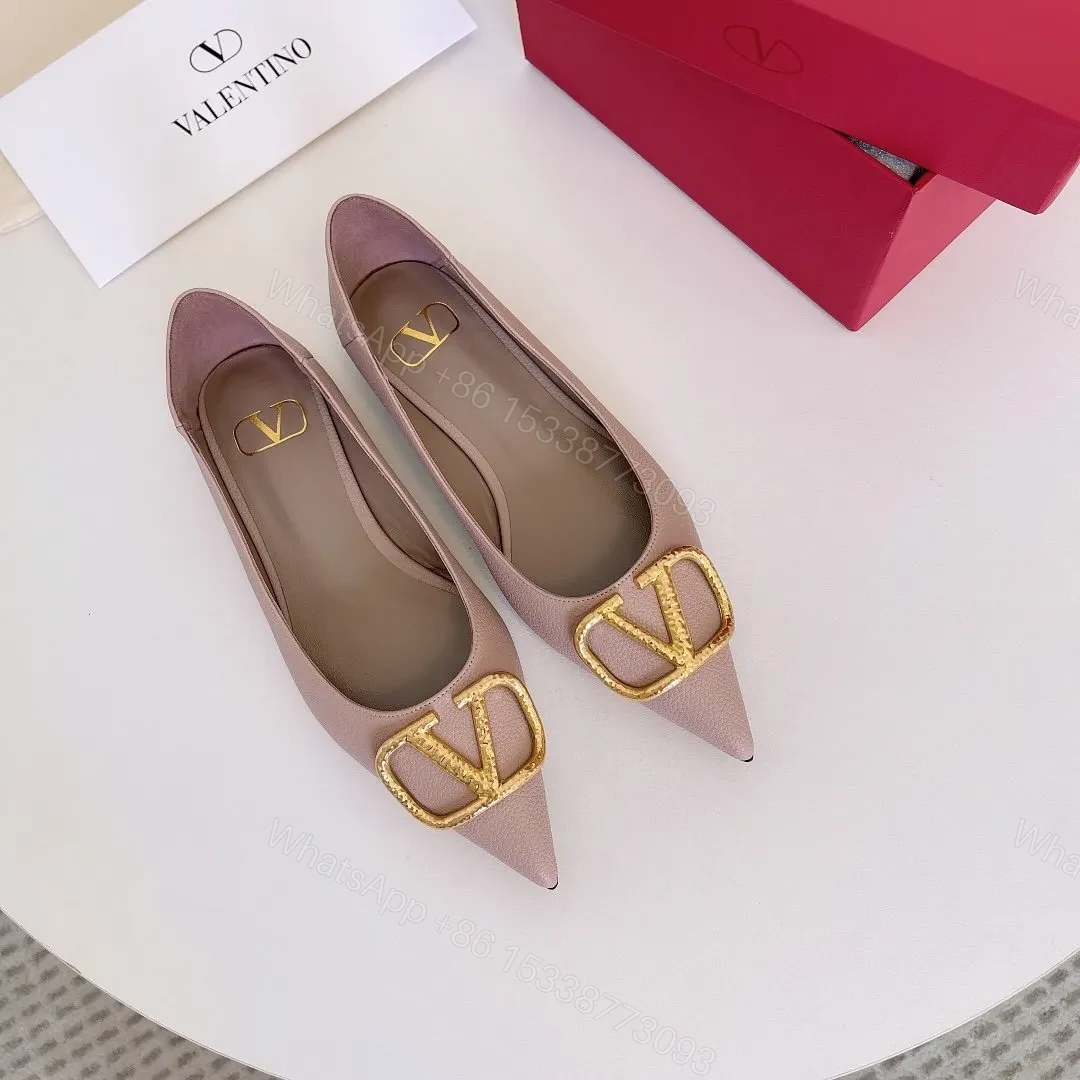 View 6 of Valentino Women Pink Leather Pointed Flats