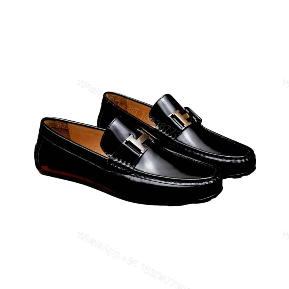 Hermes Men’S Loafer Moccasin Polish With H Silver In Black — view 1