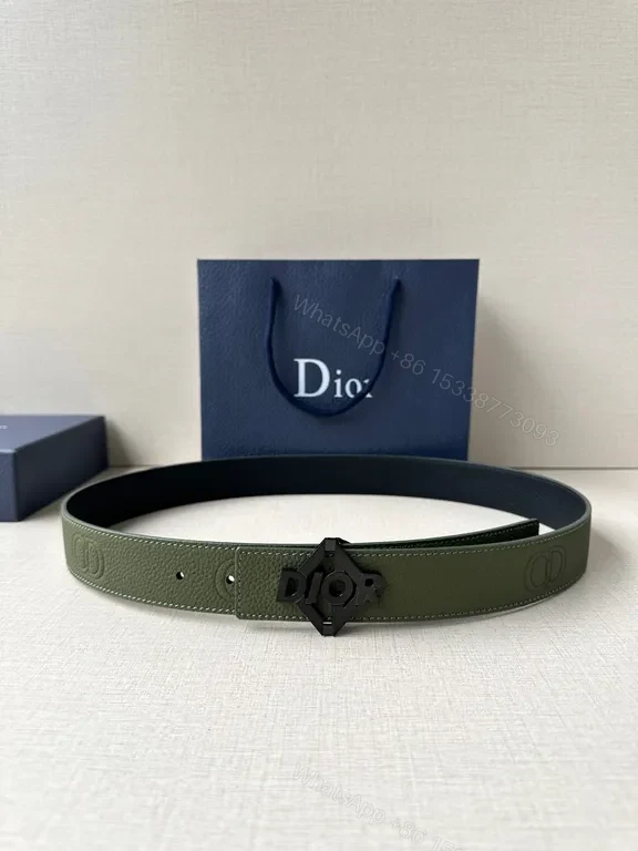 View 4 of Olive/Black Full-Grain Leather Belt: Minimalist Hardware Shine