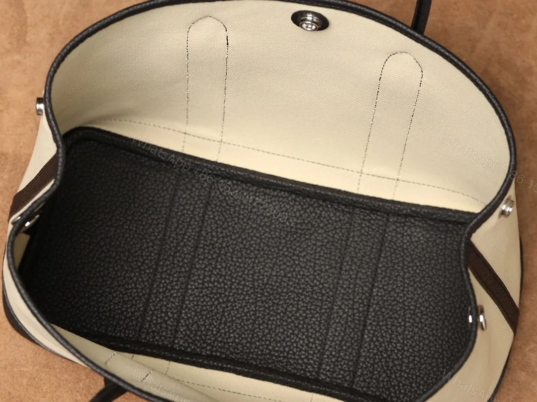 View 10 of 高仿HermesGardenParty系列購物袋帆布皮革雙拼色