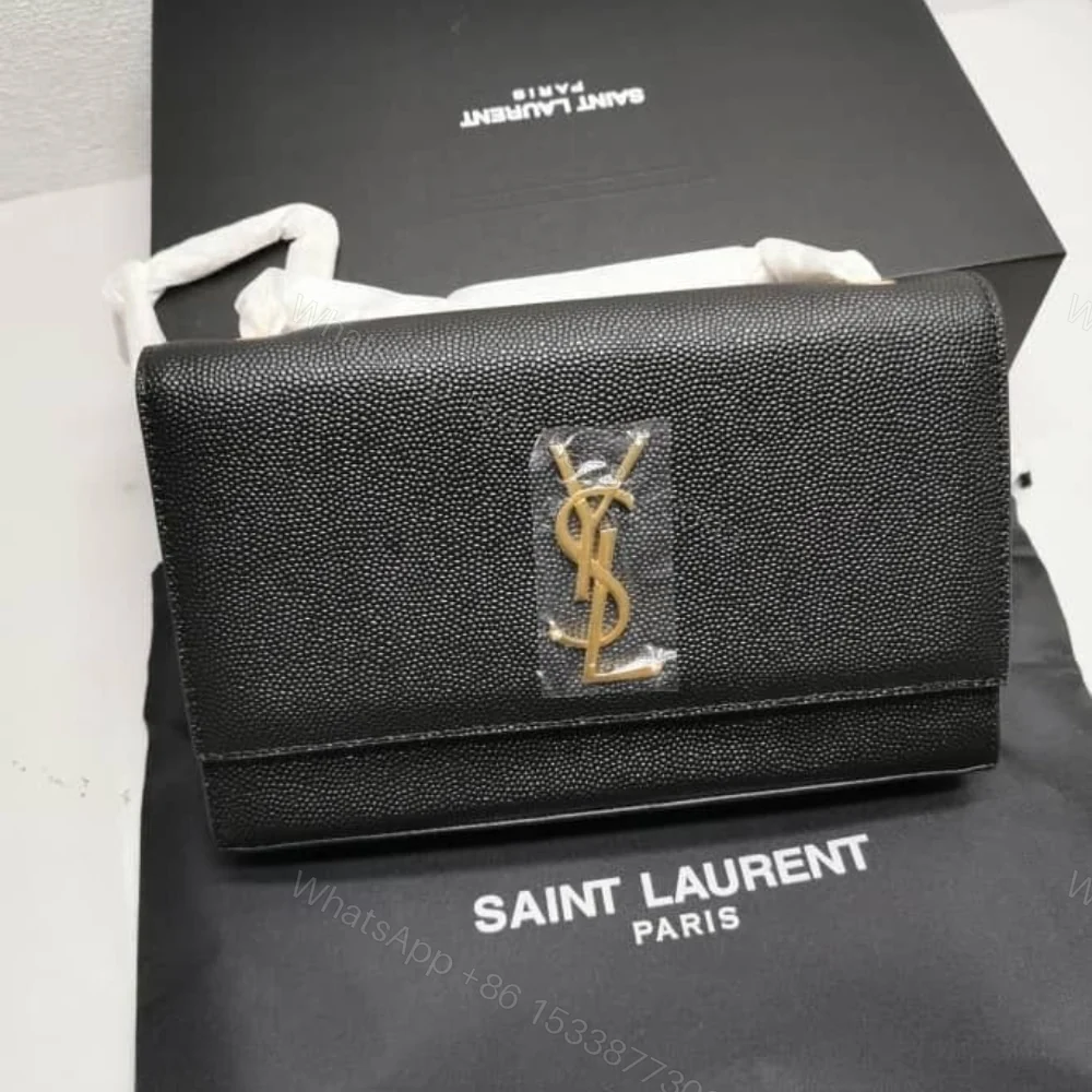 View 3 of Saint Laurent Kate Medium Chain Bag In Grain De Poudre Black 24Cm 364021 BOW0J 1000