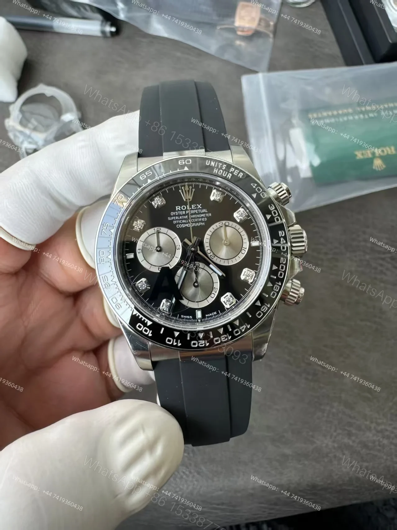 View 6 of Rolex Super Clone Daytona M126519LN-0004 Diamond Dial 4131 Movement