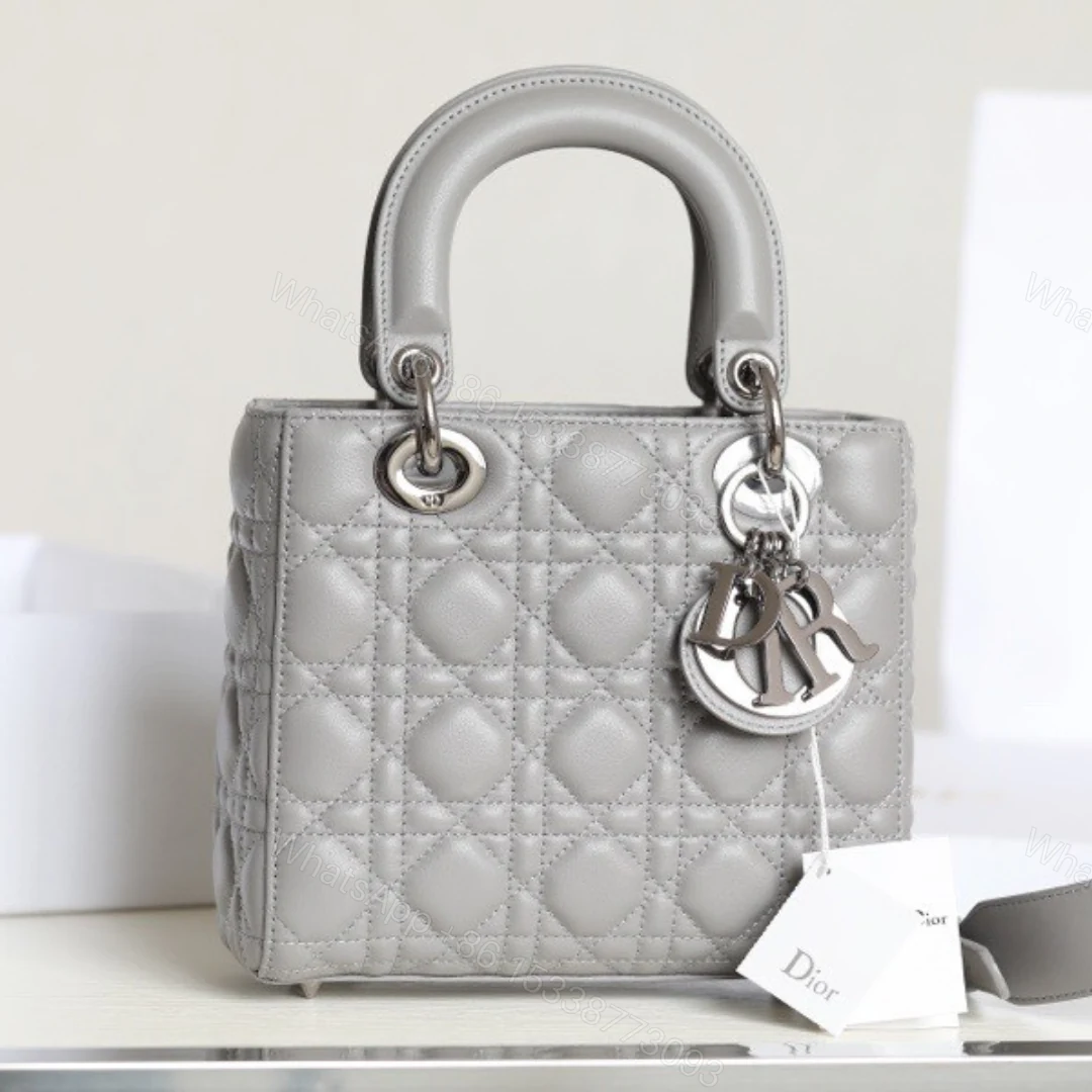 Dior My Lady Rep 11 High-Quality Women’s Handbag Gray Glossy Leather 20x16cm — view 1