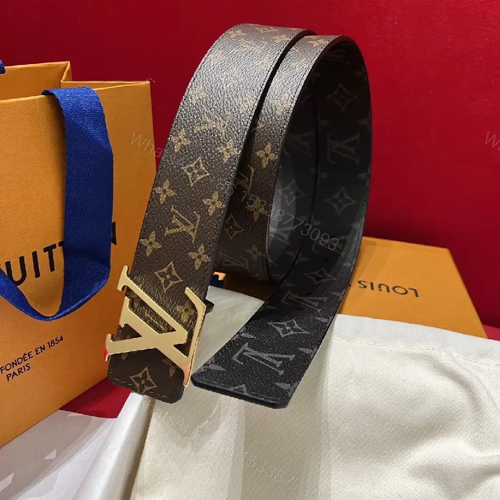 View 9 of Lux Monogram Belt with Gold Buckle – Premium Canvas Accessory
