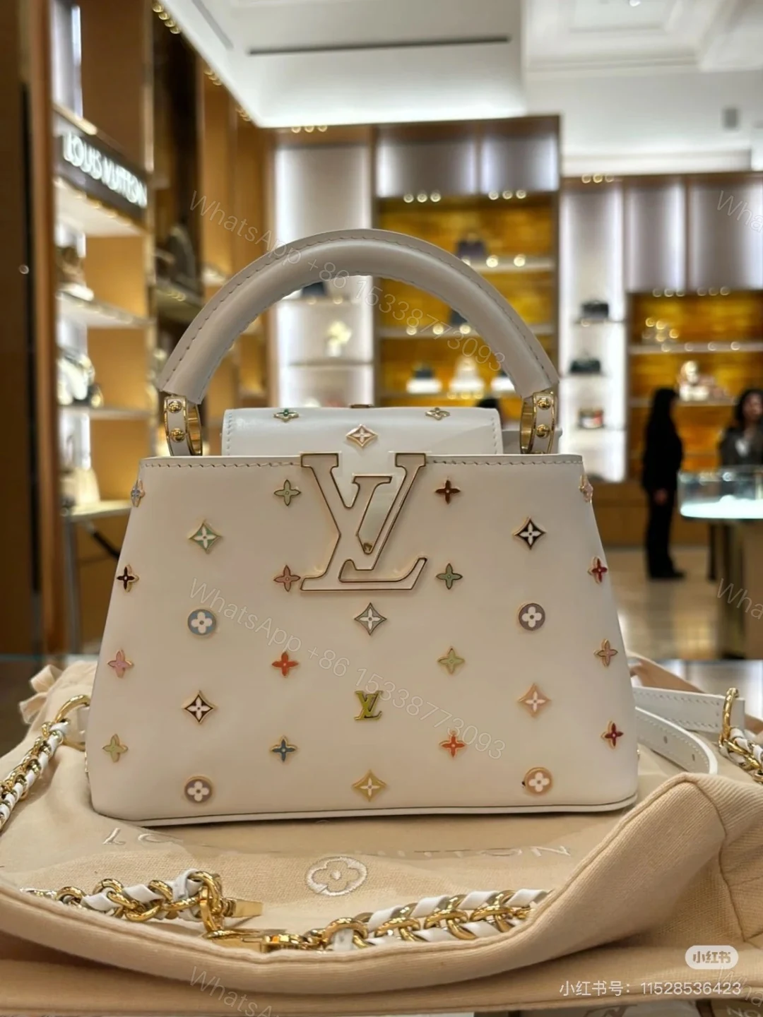 LV一比一女士手提包白色彩色花紋Logo設計百搭款 — view 1