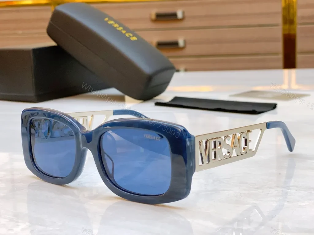 Blue Acetate Sculpted Frame Sunglasses - Premium Logo, UV400 Lenses — view 1
