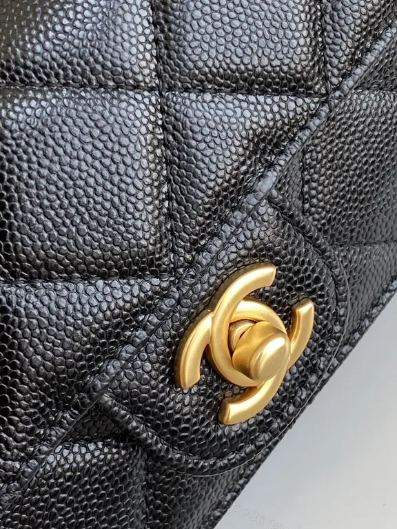 View 8 of Chic Quilted Mini Bag: Black Leather, Gold Accent, Structured Crossbody