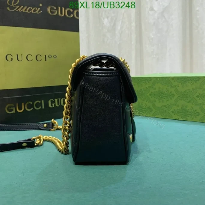 View 5 of Gucci GG Marmont Quilted Inspired Shoulder Bag UB3248 in Black