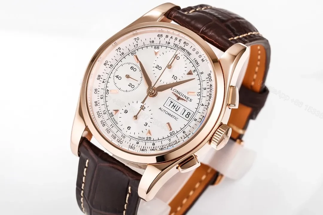 View 3 of Longines Classic Re Edition Men’s Watch Rose Gold with Brown Leather Strap 40mm Case Sapphire Crystal Automatic 7750 Movement
