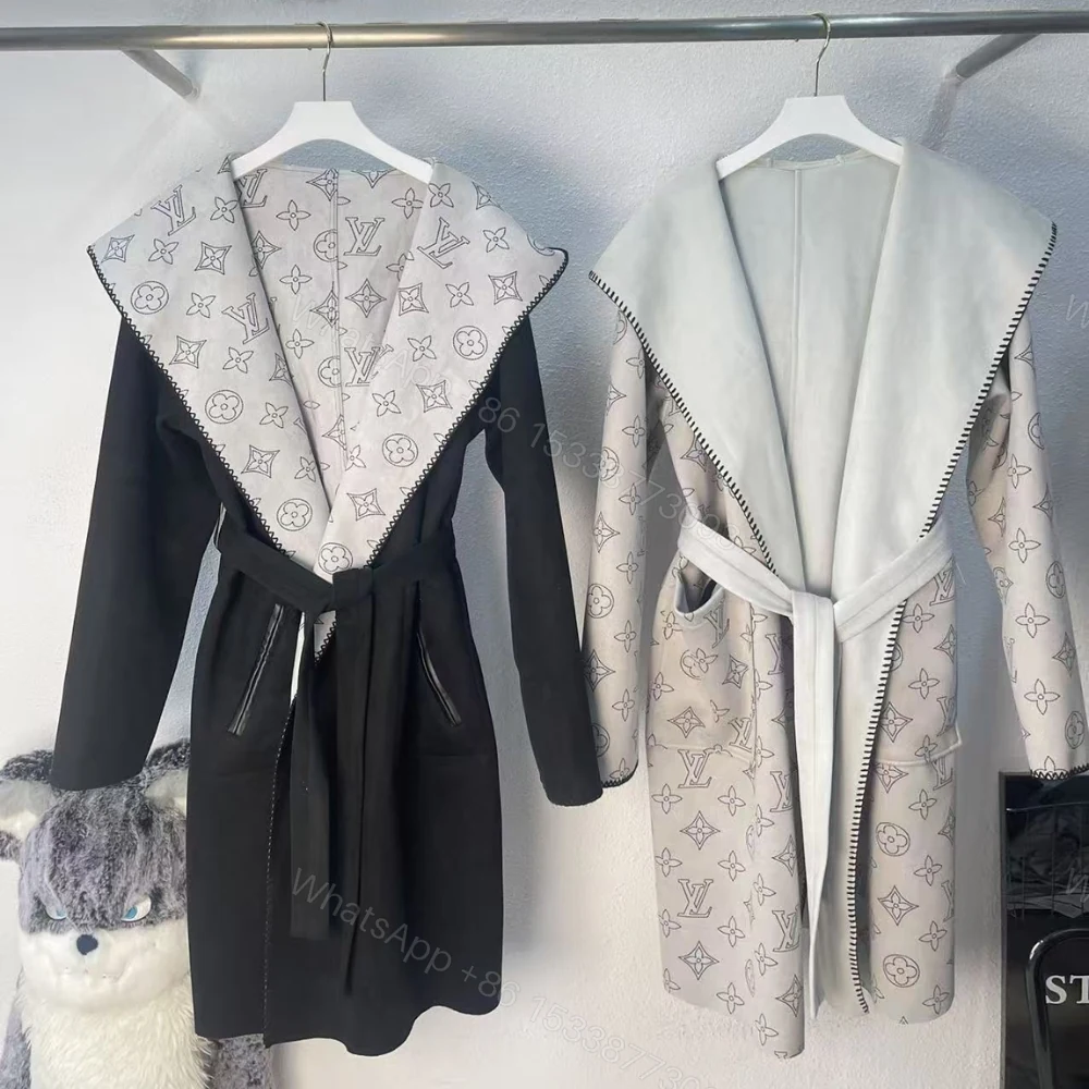 View 2 of Louis Vuitton Reversible Mahina Monogram Wrap Coat Black