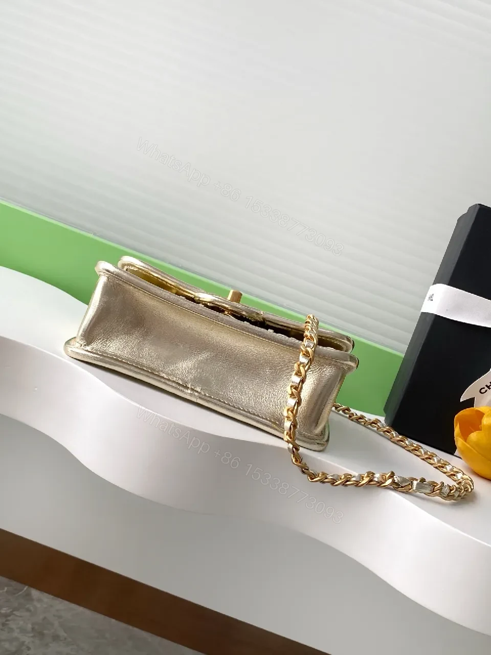 View 9 of Metallic Quilted Chain Bag: Compact Glamour, Weekend-Ready