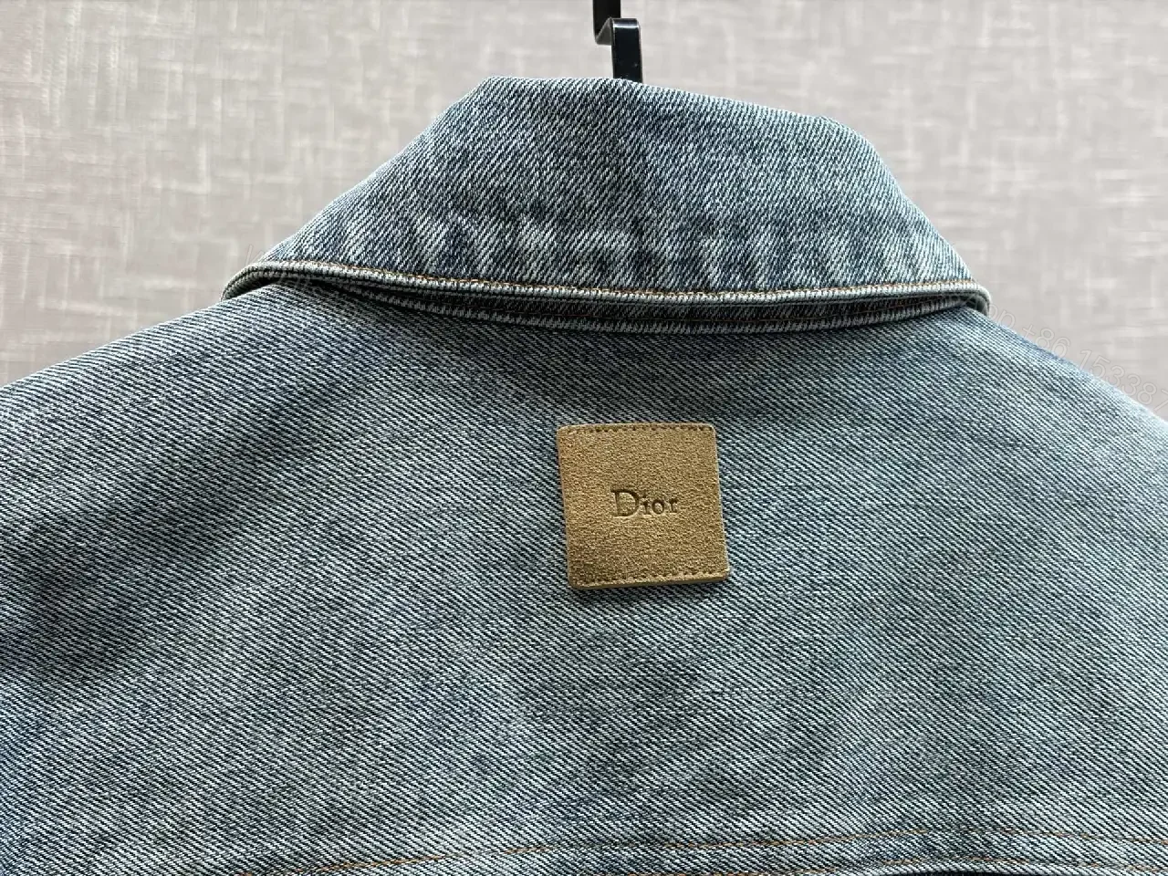 View 8 of Denim-Texture Button-Front Jacket: Subtle Luxury Unisex