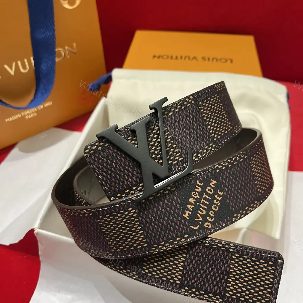 View 3 of Black & Gray Monogram Belt: Textured Strap, LV Buckle, Designer Style