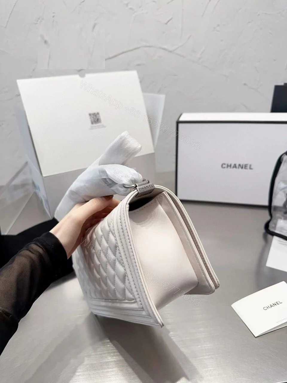 View 6 of Chanel Boy White Caviar GHW