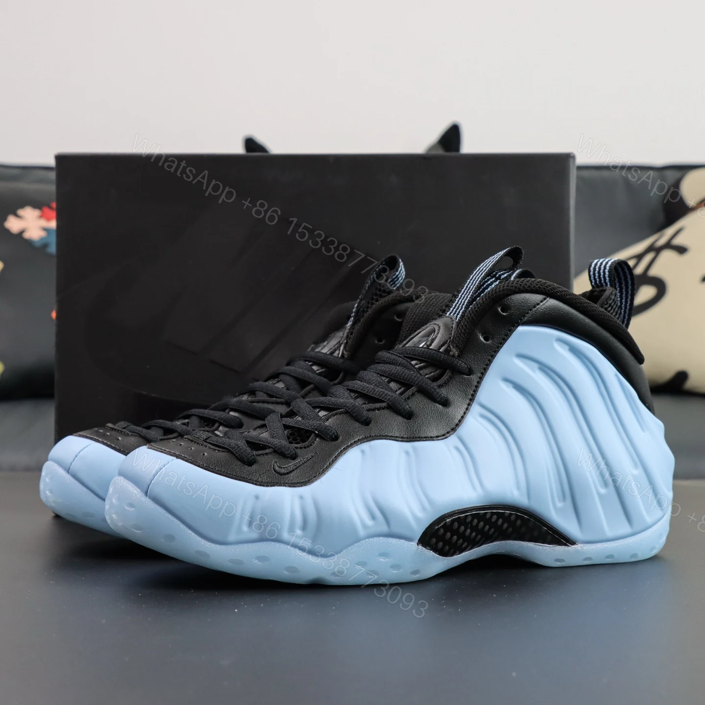 Foamposite One “’Psychic Blue and Black” — view 1