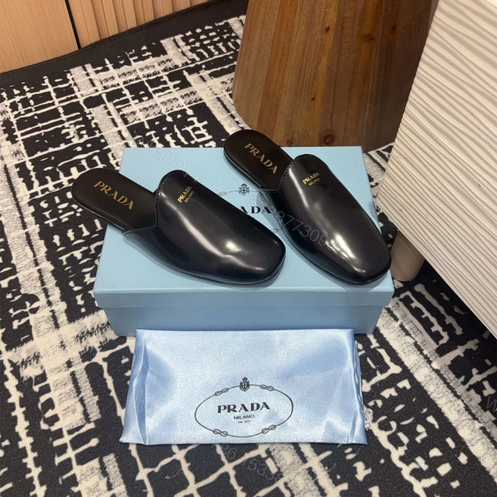 View 3 of 高仿Prada*2S2987圓頭皮質休閒套腳拖鞋黑色免檢版