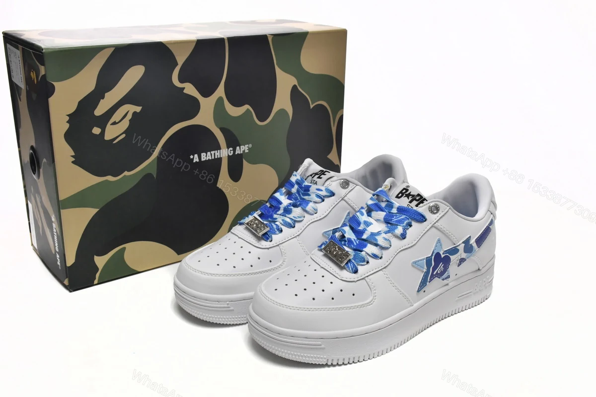 Cheap Fake BapeSta Low White Blue Camouflage — view 2