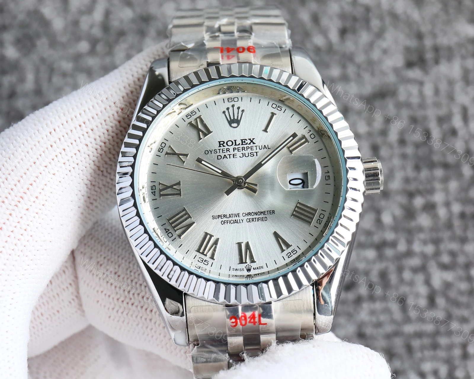 View 3 of Rolex Datejust Roman Numeral Oystersteel And White Gold In Silver 41Mm