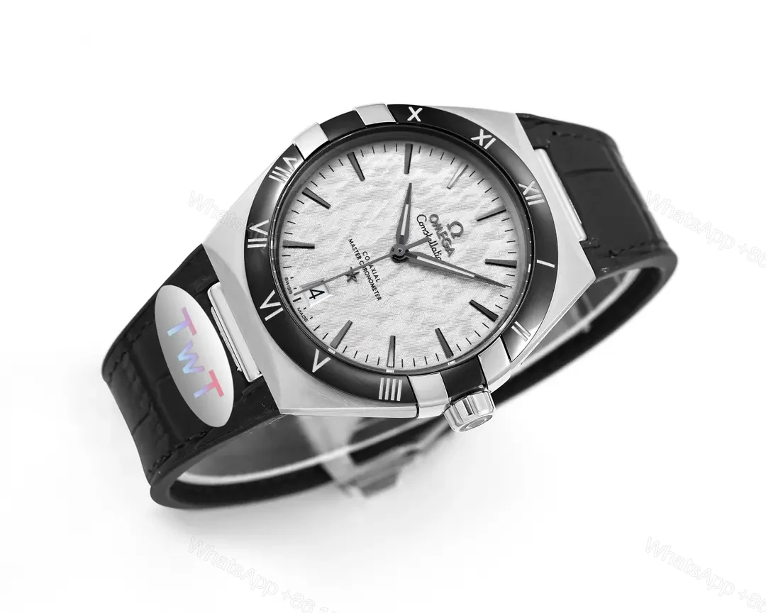 View 4 of Omega Constellation Meteorite Series 5th Generation 41MM Watch Black and Silver with Black Leather Strap