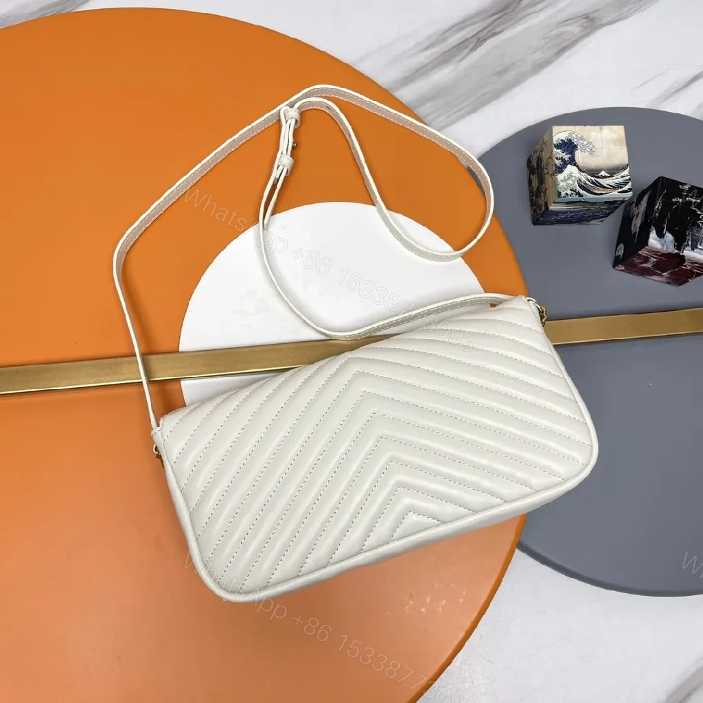 View 9 of Quilted Crossbody Bag: White Leather, Gold Hardware, Modern Chic