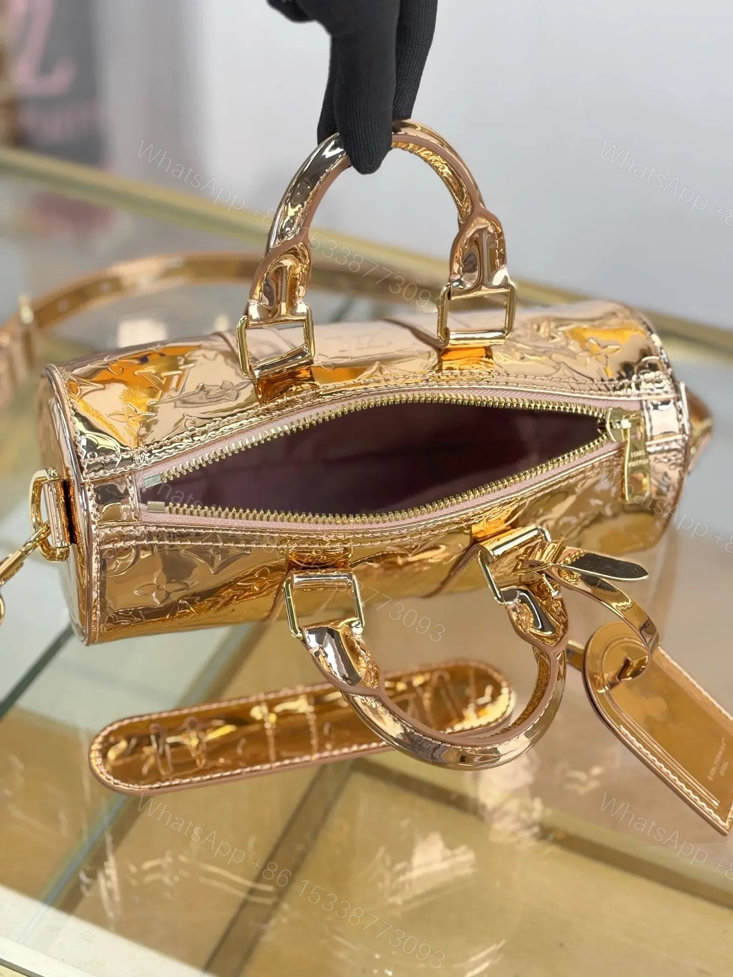 View 6 of Louis Vuitton Limited Edition Gold Monogram Miroir Speedy 30 bag