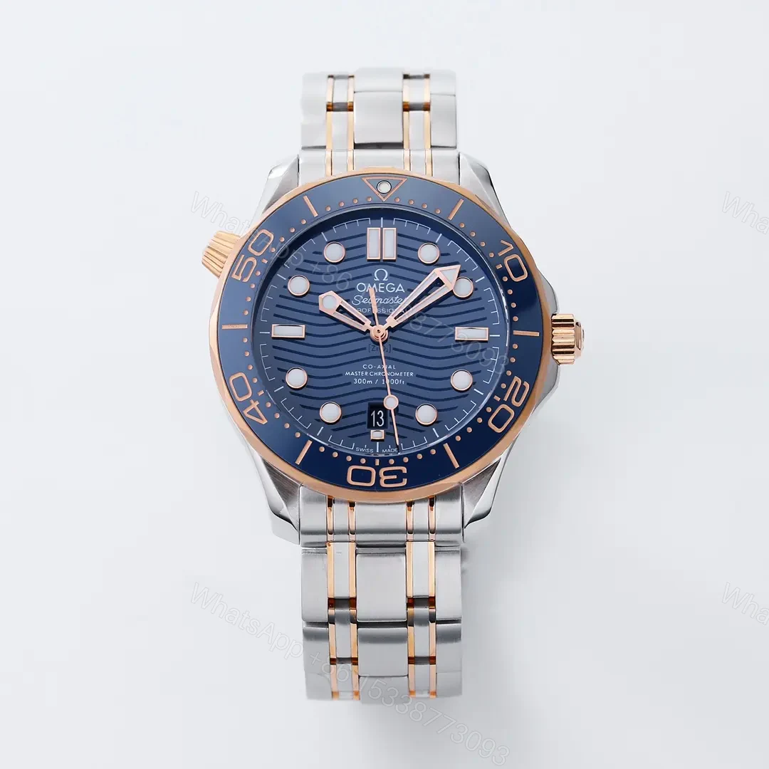 Omega Seamaster 300M Series Blue Dial with Stainless Steel and Rose Gold Bracelet 42MM Case Custom 8800 Movement — view 1