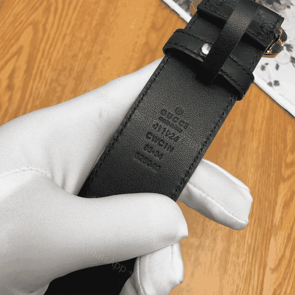 View 4 of GUCCI BLACK S.SI.MA LEATHER BELT WITH SQUARE G BUCKLE – B4