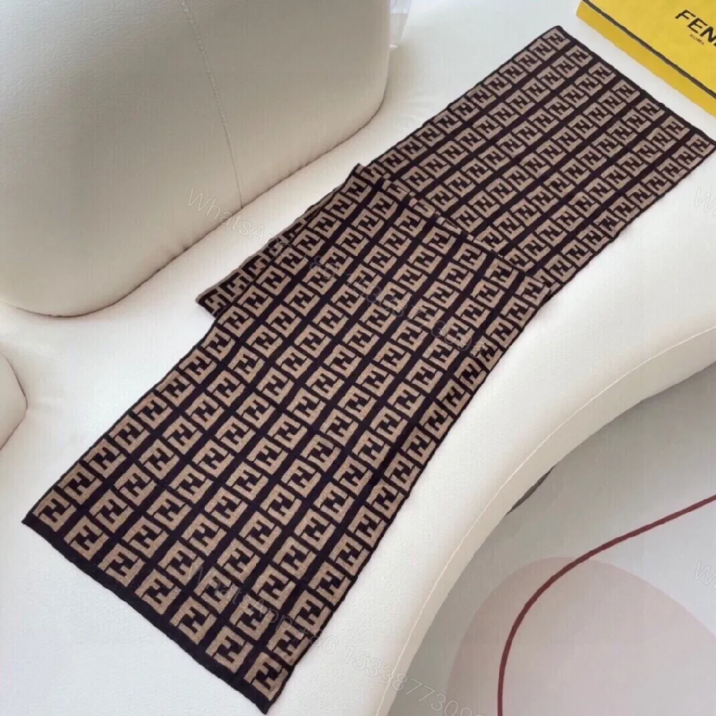 View 2 of Bold Fleece Knit Scarves: Luxe Camel-Espresso Wrap