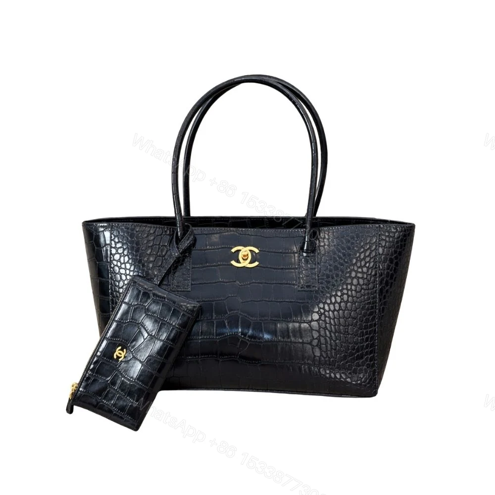 Chanel Large Embossed Tote Bag Black With Gold CC And Pouch 35Cm — view 1