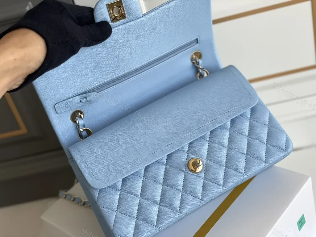 View 2 of Soft-Blue Quilted Chain Bag - Luxury Day-to-Night Utility