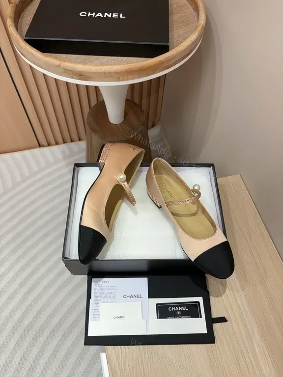 View 2 of Two-Tone Mary Jane Flats: Soft Contrast, Signature Pearl Detail