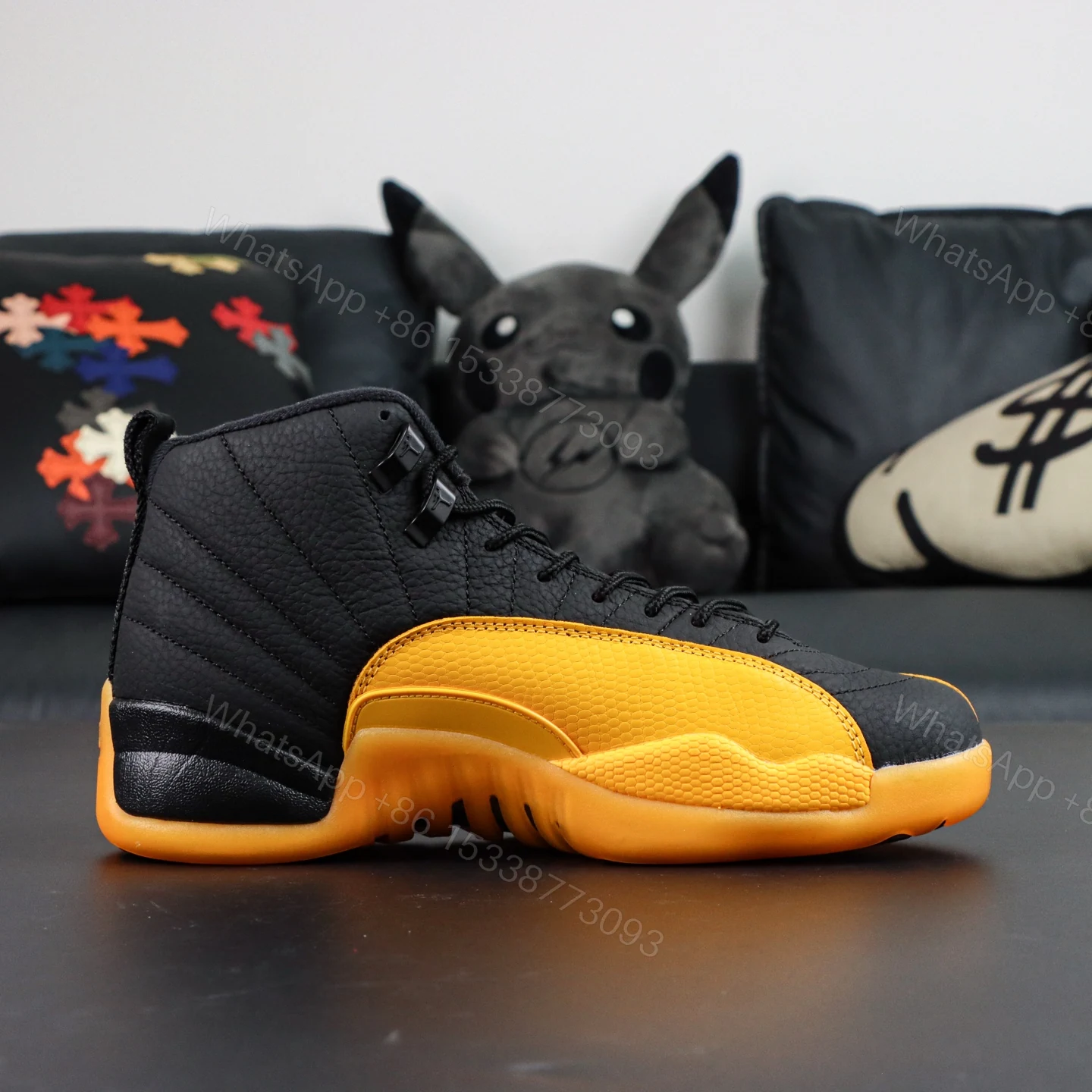 View 2 of Air Jordan 12 ‘Black University Gold’ Reps