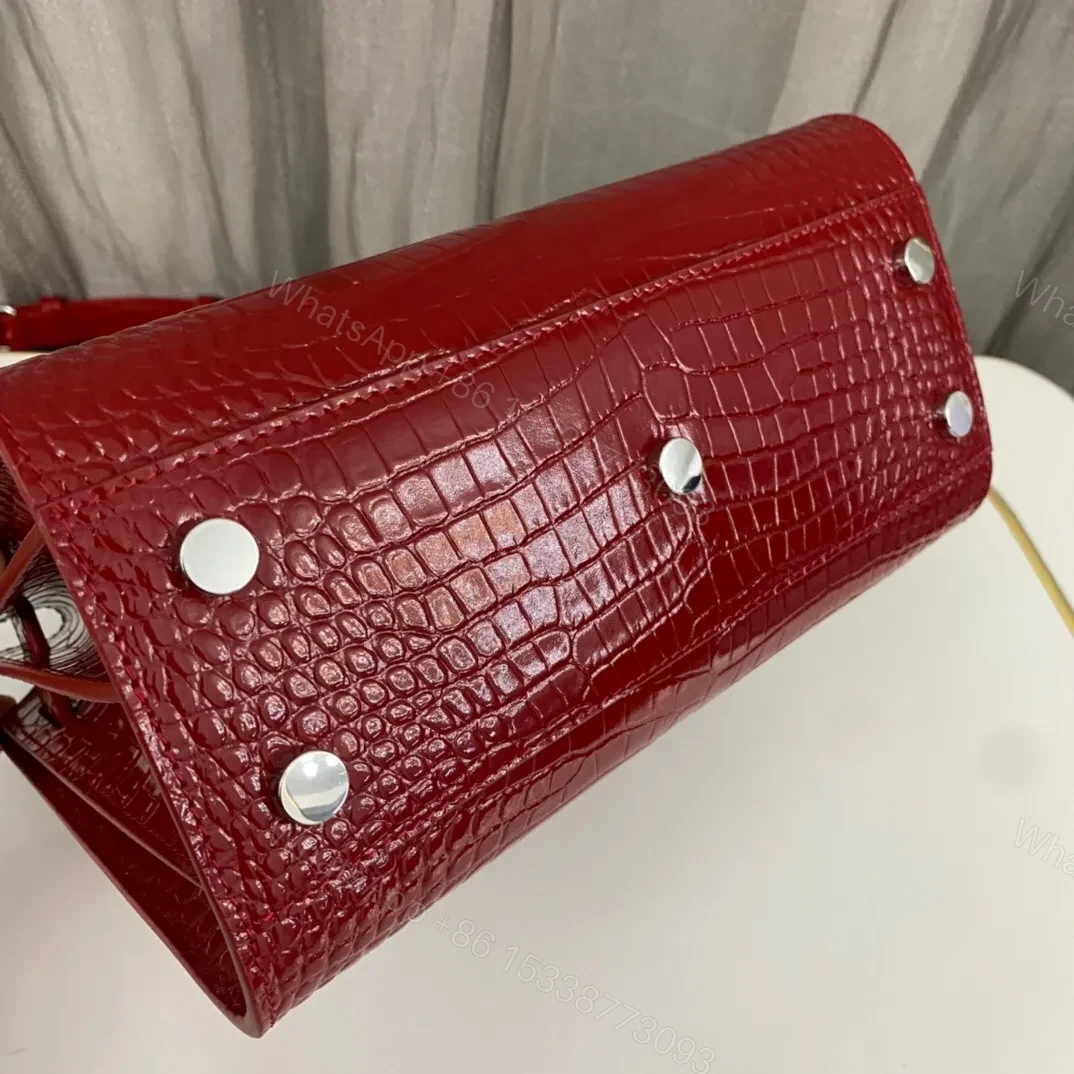 View 4 of Saint Laurent Paris Saint Laurent Red Croc Embossed Leather Nano Classic Sac De Jour Tote
