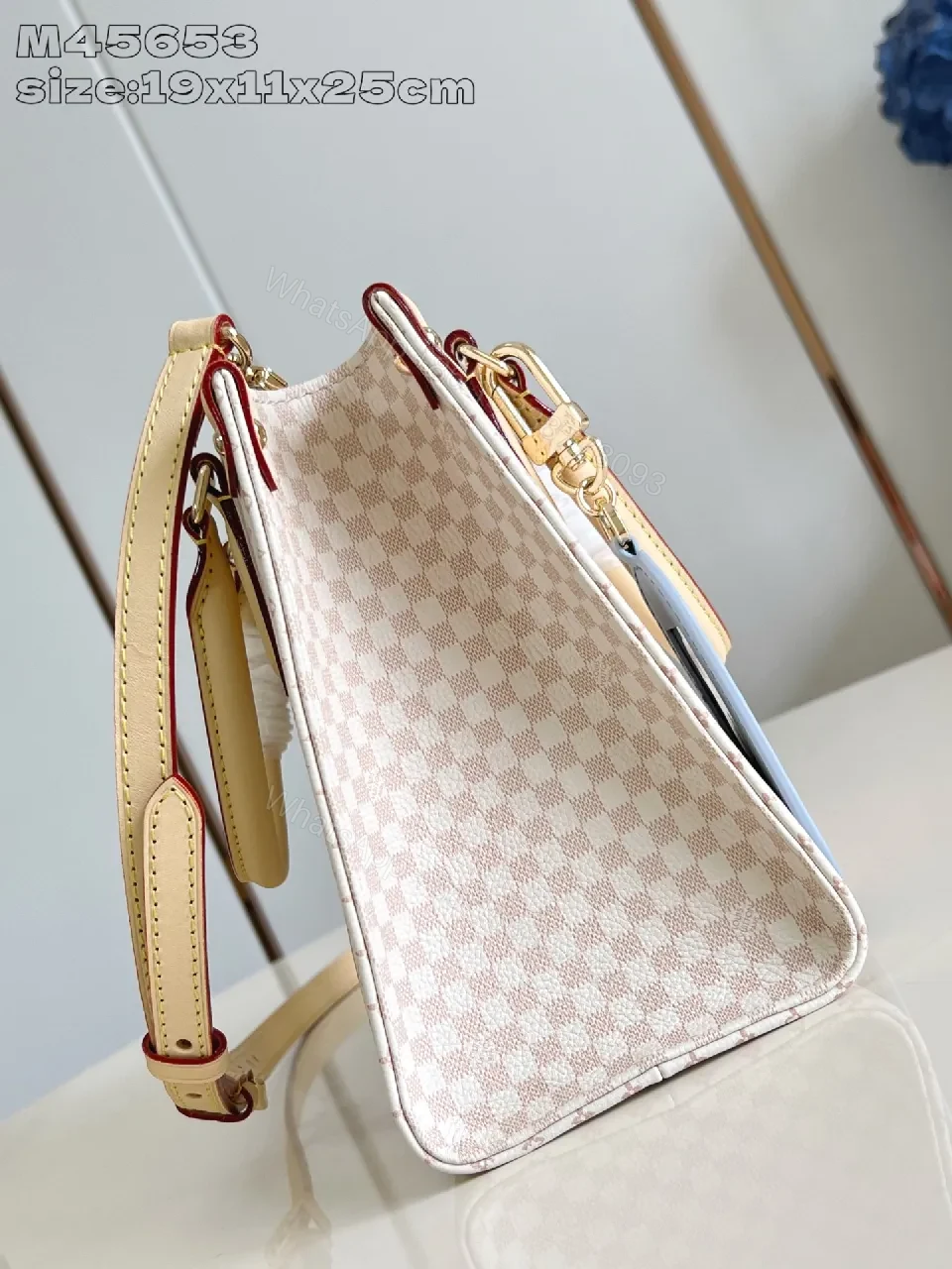 View 5 of Soft Monogram Tote: Luxe Monogram Canvas Tote with Leather Details