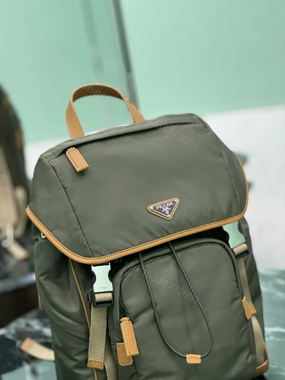 View 3 of All-Season Luxe Utility Backpack: Sleek, Durable Leather-Trim Nylon