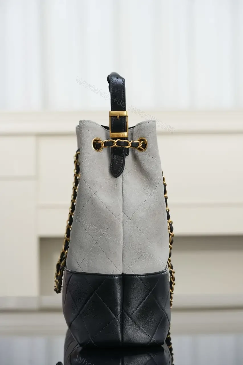 View 8 of Two-Tone Quilted Tote: Gold-Accent Everyday Luxury Bag