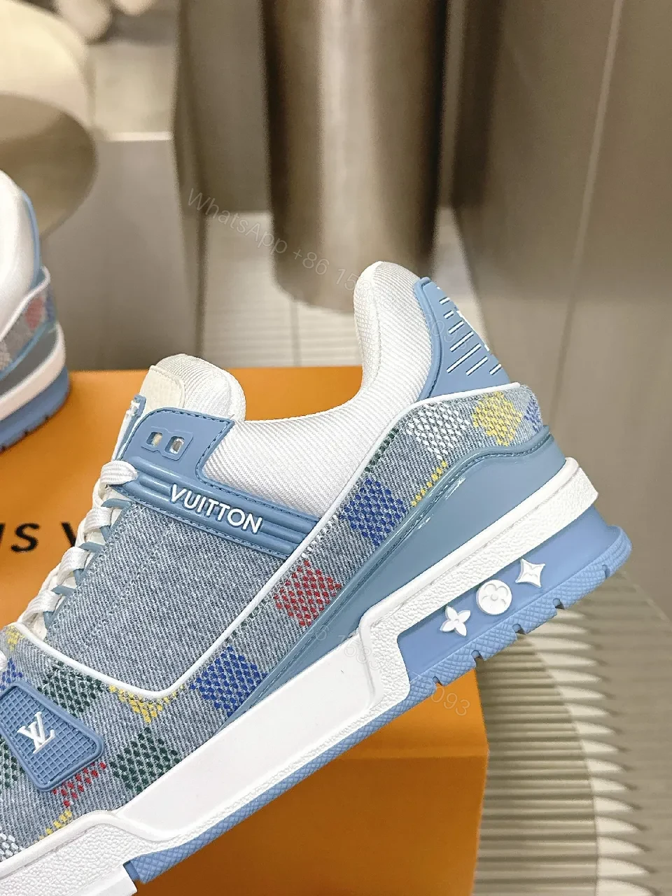 View 6 of Denim-Texture High-Top Sneakers: Luxury Vibe, All-Day Comfort